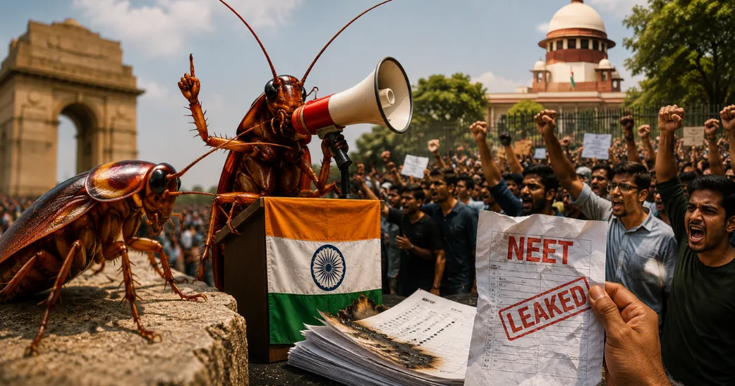 NEET போராட்ட வெற்றிக்கு பின் புதிய போராட்டம்…! கரப்பான்பூச்சி கட்சி அறிவிப்பு.