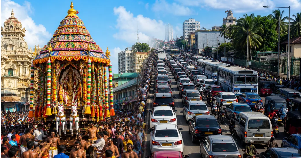 ஆடிவேல் தேர் திருவிழா இன்று…! கொழும்பில் பல பகுதிகளில் கடும் போக்குவரத்து நெரிசல் எச்சரிக்கை.