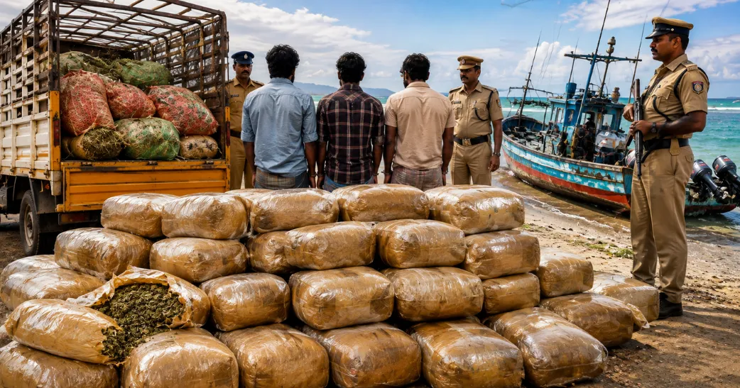 இலங்கைக்கு கடத்த முயன்ற 292 கிலோ கஞ்சா சிக்கியது…! இராமநாதபுரத்தில் மூவர் கைது.