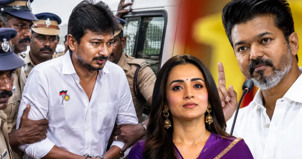 விஜய் – த்ரிஷா குறித்து சர்ச்சைப் பேச்சு..! உதயநிதி ஸ்டாலின் கைது.