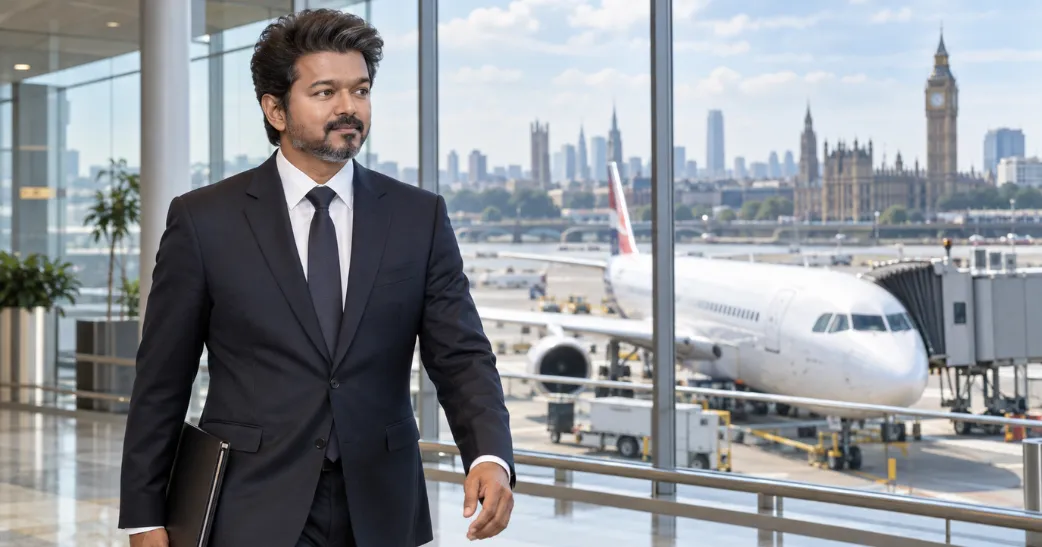 முதலீடுகளை ஈர்க்க லண்டன் புறப்பட்டார் முதலமைச்சர் விஜய்…! முதல் வெளிநாட்டு அரசுமுறைப் பயணம்.