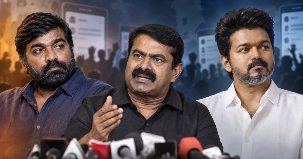 விஜய் சேதுபதிக்கு எதிரான தவெகவினரின் விமர்சனத்திற்கு சீமான் கண்டனம்…! “கருத்துச் சுதந்திரத்தையும் ஜனநாயகத்தையும் மதிக்க வேண்டும்” என வலியுறுத்தல்.